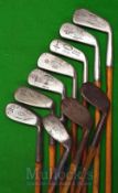 10x Assorted Irons including a St Andrews mashie niblick, an Army & Navy by Gibson diagonal line