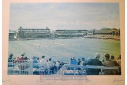 England v Australia Centenary Test, Lords’ Signed Print by Arthur Weaver, 1980 signed by artist
