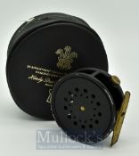 Scarce Hardy Perfect 2 7/8” alloy trout fly reel - white ivorine handle, brass screw rim tension