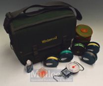 Wychwood Tackle Bag & Reels – To include Shakespeare 2754 graflite, 3 BFR Rimfly 75, BFR Rimfly
