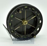 Allcock Match Aerial 4.5” black centre pin reel c.1965 - 6 spoke with tension regulator, twin