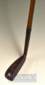 Brown Vardon wide sole metal Mallet Head Patent Putter with oval hosel and shaft, having the