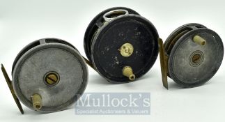Ogden Smith Reels – 4” 2 screw latch, brass smooth foot, chrome ring line guide black finish, 3.5”