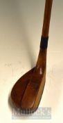Wooden Mallet Head Putter stamped R’S Special fitted with a full brass sole plate, square section