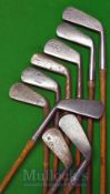 9x Assorted Irons consisting of a W Park Musselburgh mid iron, T Nicolson gold medal 1890 iron, an