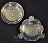 2x silver golfing cash and ashtray dishes – silver hallmarked cash dish embossed The Daily Telegraph