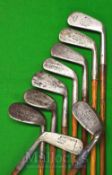 9x Various Tom Stewart Irons to include a 2 iron, 3 iron, mid iron, niblick, a left-hand putting