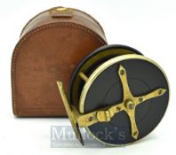 Unnamed D Slater Newark 3.5” combination reel - ebonite, brass star back with nickel silver back