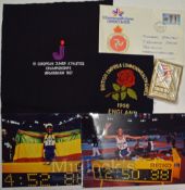 Selection of Athletics related items - Official 1958 Commonwealth Games blazer badge, 1978 FDC, 1987