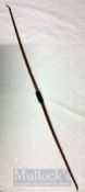 19th Century Wood Longbow – By Buchanan of Piccadilly curved with both horn nocks, velvet grip,