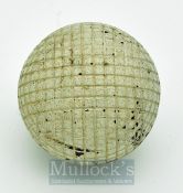 Unnamed Line Cut Guttie Golf Ball with two strike marks to the cover but with good white paint