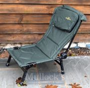 Padded Adjustable Chair for Carp Fishing – Black metal framed with green hard wearing canvas (