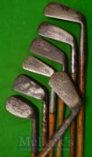 7x Various Smooth Face Clubs including a tom Harrower mashie, a Gamage of London niblick, Robert