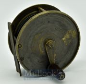 Scarce Vic. Stuart & Son Aberlour 3 3/8” brass crank wind fly reel with anti-foul rim - ivorine