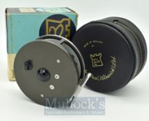 Hardy Marquis Salmon No.1 alloy fly reel, black handle, U shaped line guide, back plate tension
