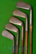 5x Assorted Tom Stewart Cleek Mark Irons for D Adams of Glasgow to include mashies and lofters, 1x