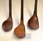 3x Scare Neck Drivers one stamped Fraser and Elric with a leather central face insert, in light