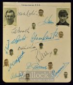 Lancashire Cricket Autographs c.1930s to include Washbrook, Paynter, Oldfield, Hopwood, Booth,