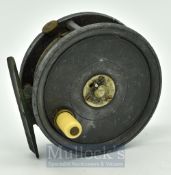 William Robertson Glasgow alloy fly reel - by Dingley, 3.25” dia, 3 screw centre latch, ivorine