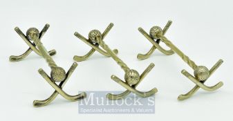 Silver plated Golf Club Knife & Fork Rests: Crossed golf clubs to end with twisted centre bar (3)