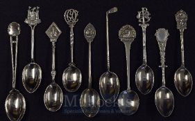 Hallmarked Silver Golf Club Spoons: To include Kodaikanal GC, Romford GC, S.F. GC, Hastings GC (10)