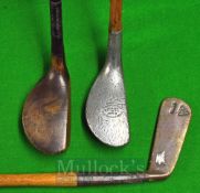 3x Assorted Putters to include an unnamed wooden mallet head socket neck putter, plus a Braid