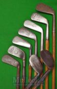 9x Assorted Irons including a Ralph Smith Trusite niblick with punch dot ball central face