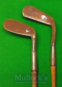 2x Smiths Patent Anti-Shank Irons including an extremely unusual sharp edged, anti-shank neck mashie