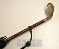 Ladies Umbrella fitted with Silver golf club handle - hallmarked Chester - requires replacement