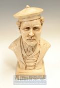 Young Tom Morris white resin bust – with engraved plaque “Young Tom Morris1851 – 1875” – signed with