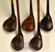 5x Assorted Woods including a D Anderson of St Andrews driver, a Robert Forgan St Andrews Driver,