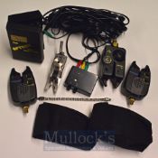 Bite Alarms: Vintage Optonic compact bite alarm, and a pair of Stead Fast bite alarms with volume