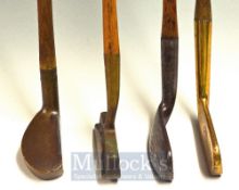 4x Good Assorted Putters including a small brass mallet head ZoZo style with alloy face insert, a