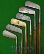 6x Assorted R Forgan of St Andrews Blade Putters including a brass blade showing the POWF mark, 2x