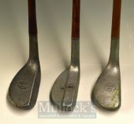 3x Alloy Head Putters by the Standard Golf Co to include 2x Braid Mills a 1915 model with medium lie