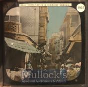 Original Glass slide street scene of Amritsar Bazaar near golden temple, Punjab. c1880s
