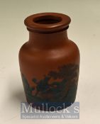 Prattware Terracotta Pot: Scarce pot having Beast hunting image all around the pot measures 10cm