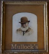 W.W. Winter Derby 1889 Ceramic Photograph appears hand coloured depicts bearded man with bowler hat,