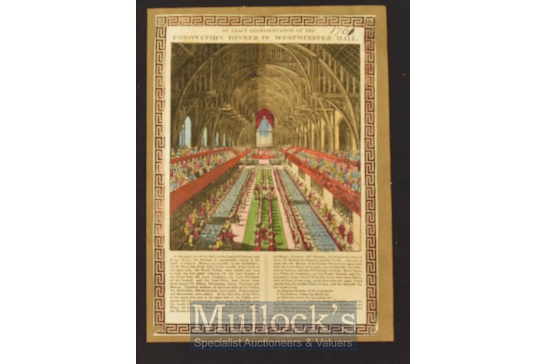 1821 Coronation Dinner of George IV Broadside Printed and Sold by J. Bailey, London 1821 hand-