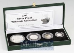 1998 Royal Mint Silver Proof Britannia collections to consist of 20p, 50p, £1, £2 all in .925 silver