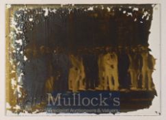 Early Glass Slide depicting a group of gentlemen smartly dressed within a grand room of sort, some