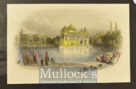 India – ‘Sacred Temple and Tank- Umritsir’ Steel Engraving in colour, from W. Carpenter, mounted