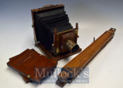 Victorian Plate Camera: Thornton Pickard Half Plate Camera with Brass Lens, Shutter 2 Dark Slides