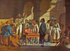China – ‘Sale of English Goods, Canton’ Original Chromolithic Engraving after Charles Wirgman 1858