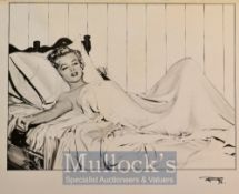 Marilyn Monroe ‘Niagara - In Bed’ Fine Pencil Drawing – finely executed with ‘RF76’ signed in pen
