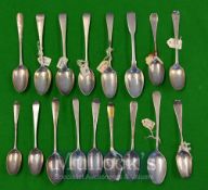 Selection of Georgian / Victorian Silver Tea Spoons: To include Monogrammed examples overall wear