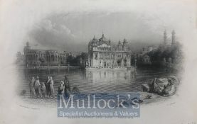 India & Punjab – Golden Temple of Amritsar An original antique steel engraving titled ‘Sacred Temple