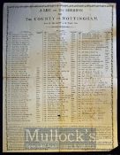 Nottingham Broadside 1802 - A List of the Sheriffs for the county of Nottingham, From the Year