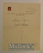 Graf Zeppelin - 1932 Hugo Eckener and Capt. Ernst A. Lehmann Signed Note – inscribed ‘Over London on