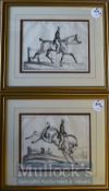 P. Levieux c.1800 Lithographs in black and white, all depicting horse dressage and jumping, all